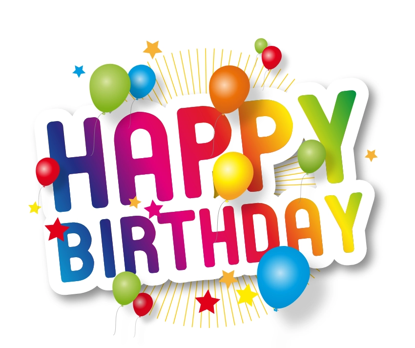 Bunter Happy Birthday Schriftzug mit Ballons